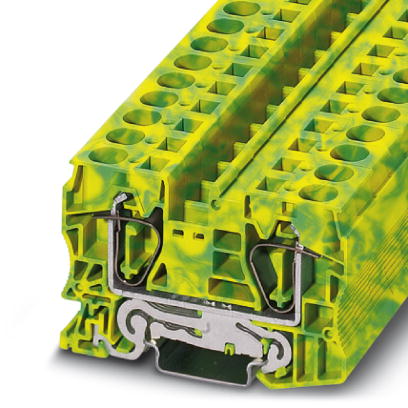 Phoenix Contact Ground - Feed-Through Terminal Block; ST 16-PE; #16 - #4; Spring-Cage Connection; Green-Yellow